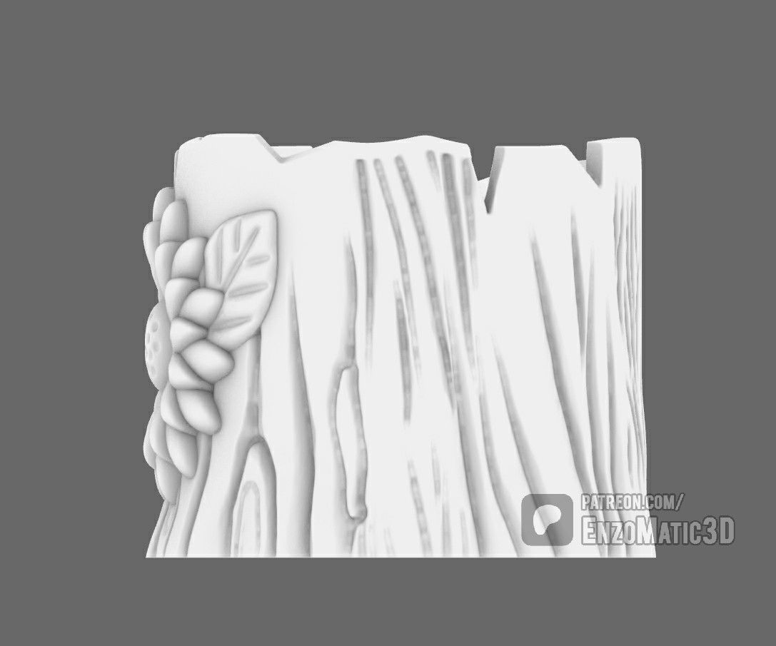 sunflower on tree flower pot pencil holder 3mf STL 3D print model_3