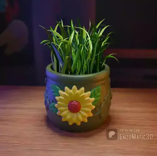 sunflower planter pencil holder 3MF STL