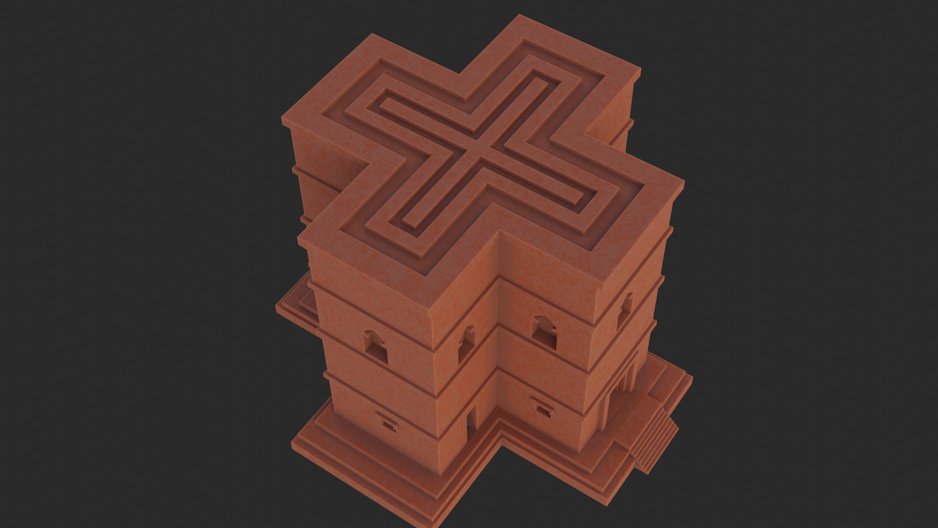Lalibela 3D Model Low Poly  Low-poly 3D model_1