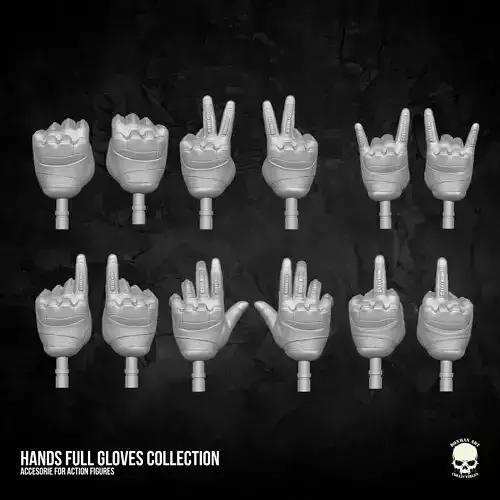 Full Gloves Hands 3D printable files for Action Figures
