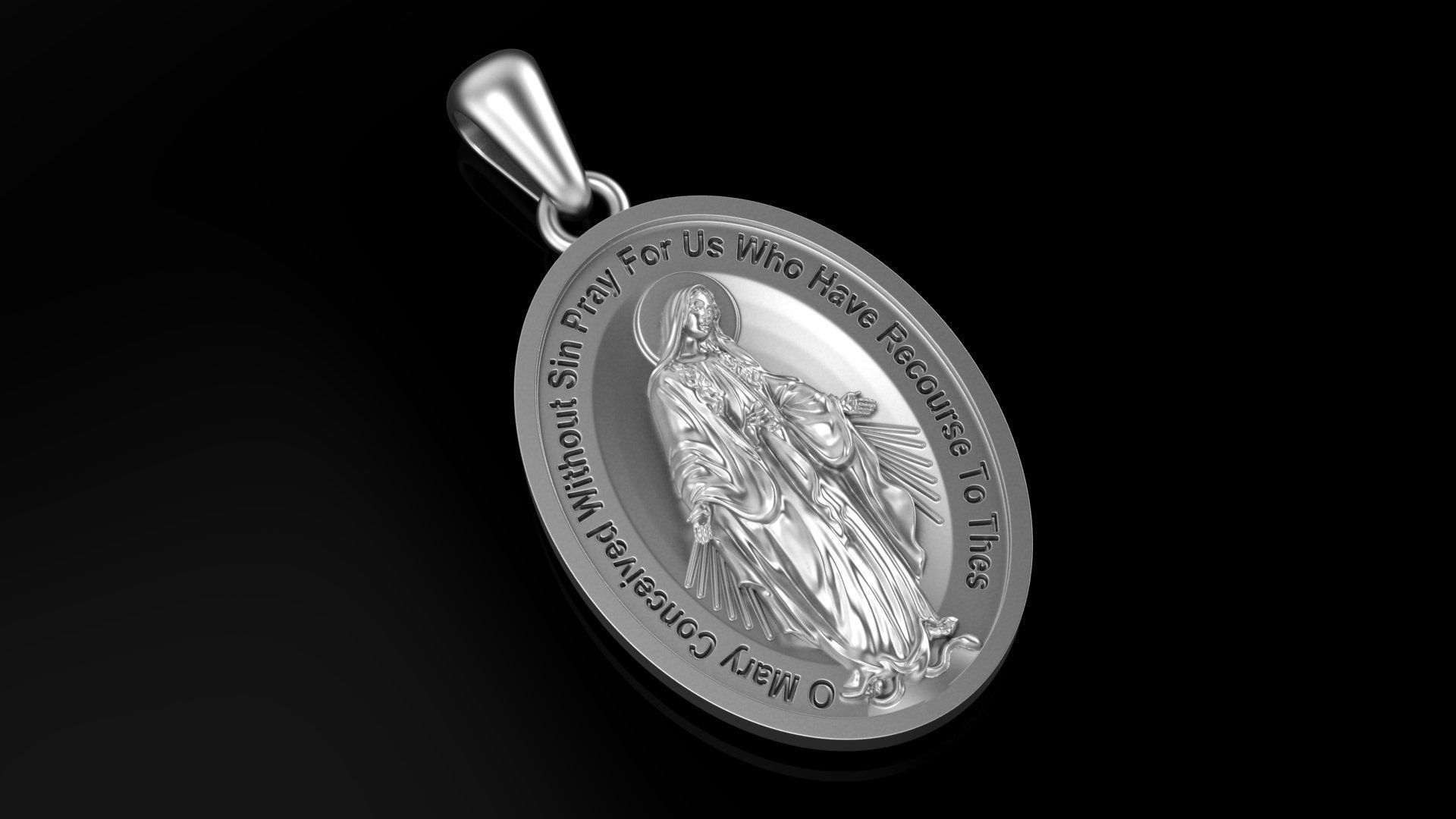 Miraculous Medal Pendant pendant model 3D print model 3D print model_6