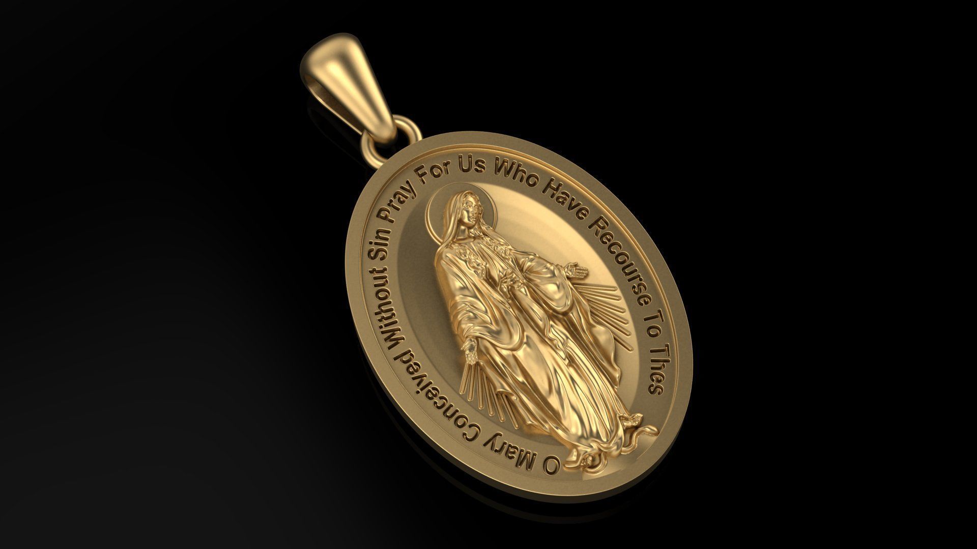 Miraculous Medal Pendant pendant model 3D print model 3D print model_3