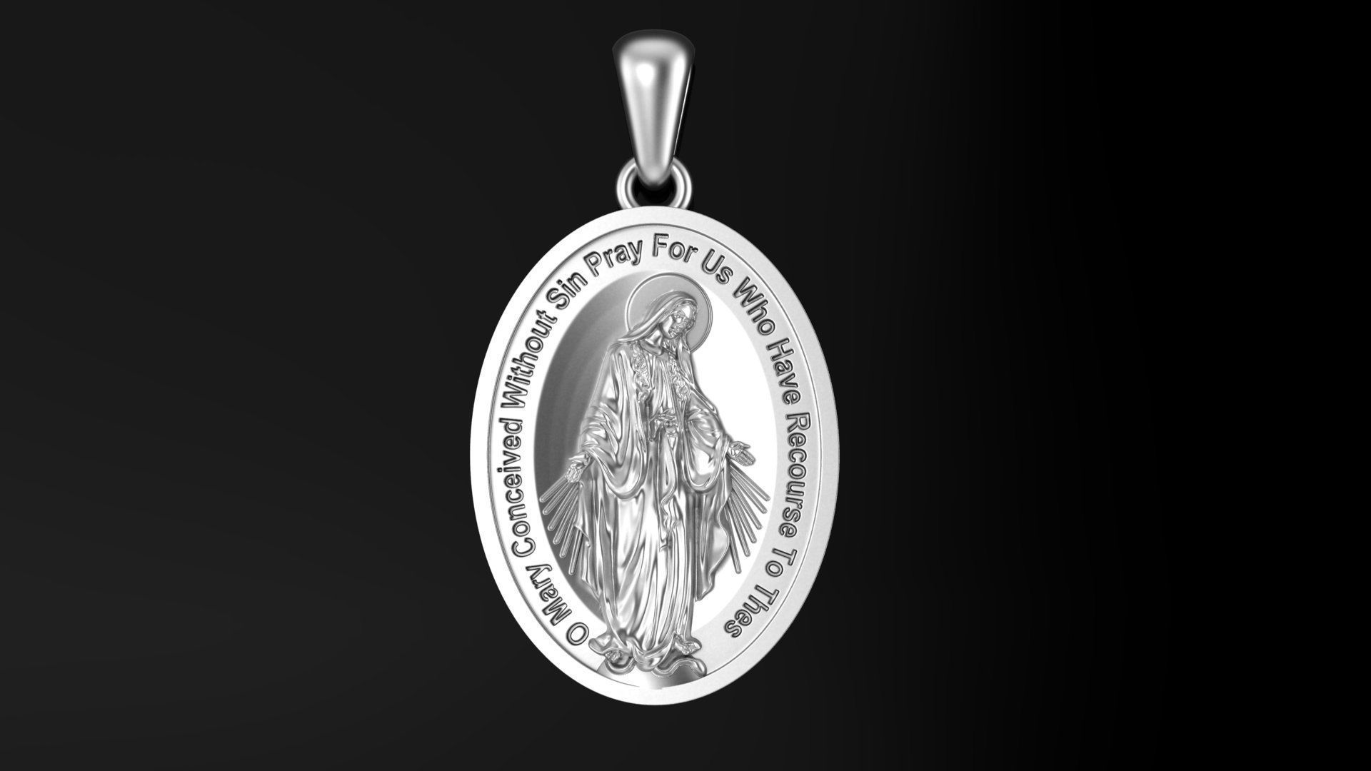 Miraculous Medal Pendant pendant model 3D print model 3D print model_4
