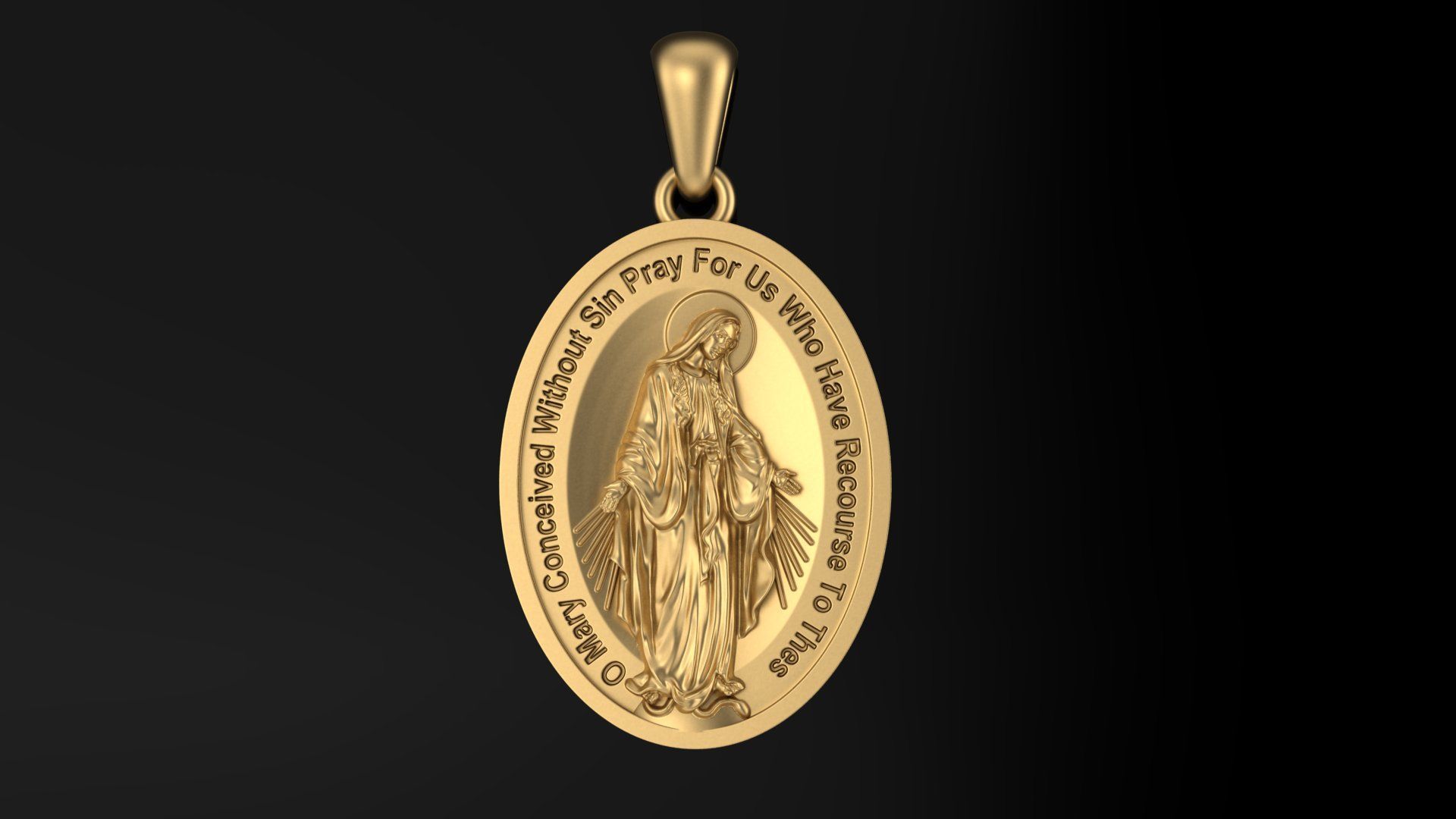 Miraculous Medal Pendant pendant model 3D print model 3D print model_1