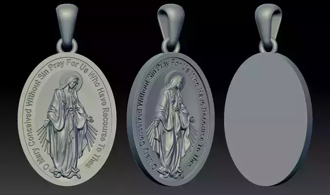 Miraculous Medal Pendant pendant model 3D print model