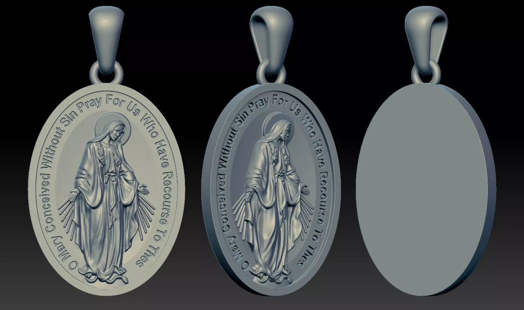 Miraculous Medal Pendant pendant model 3D print model 3D print model_0