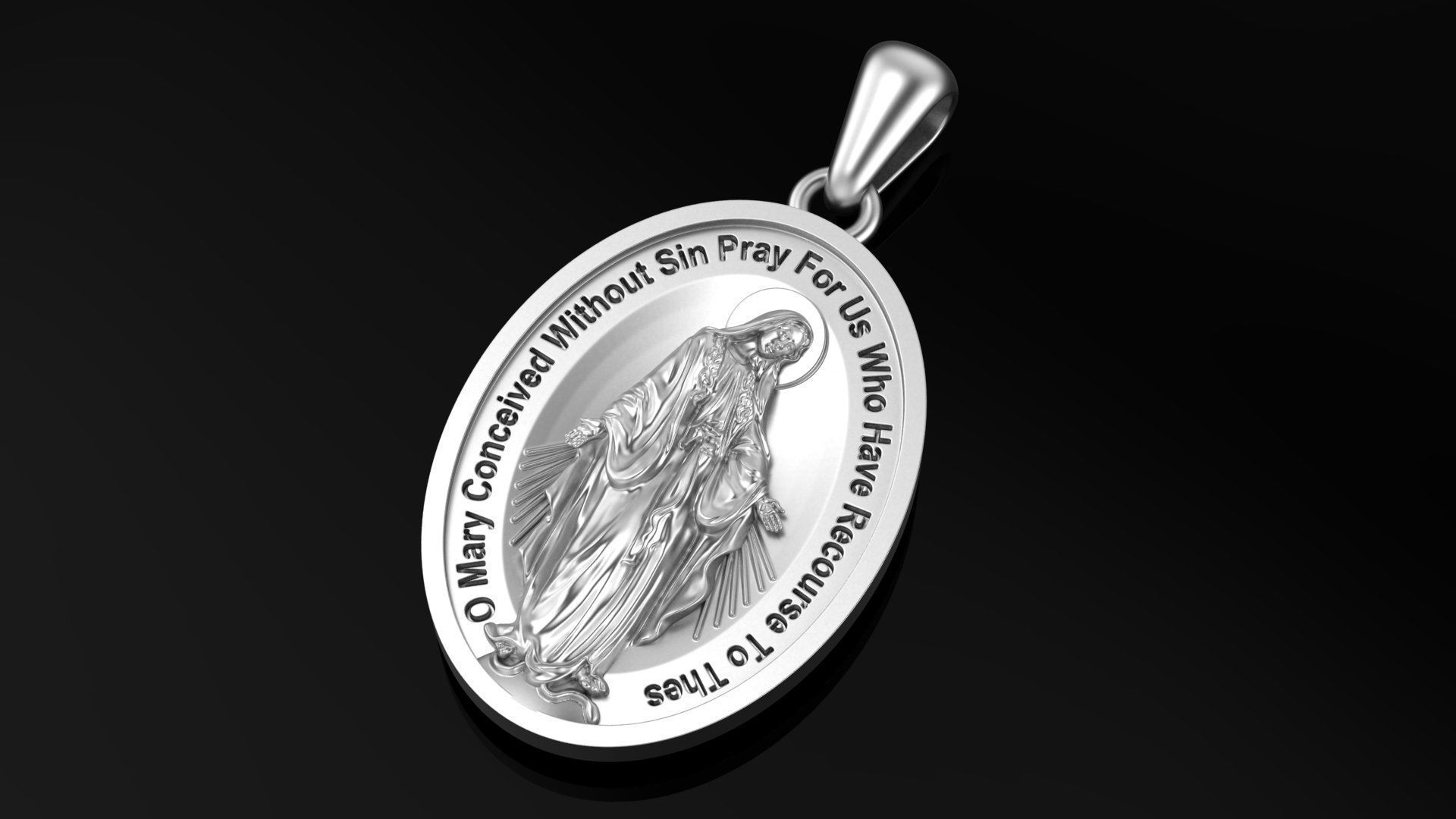 Miraculous Medal Pendant pendant model 3D print model 3D print model_5