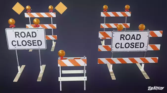 CONSTRUCTION - Road Block 01 - LOW POLY