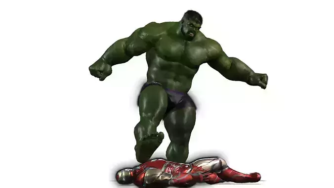 Hulk Kicks Ironman Low-poly 3D model