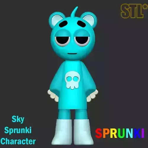 Sky Blue Sprunki STL file Sprunki Incredibox STL 3D Character 