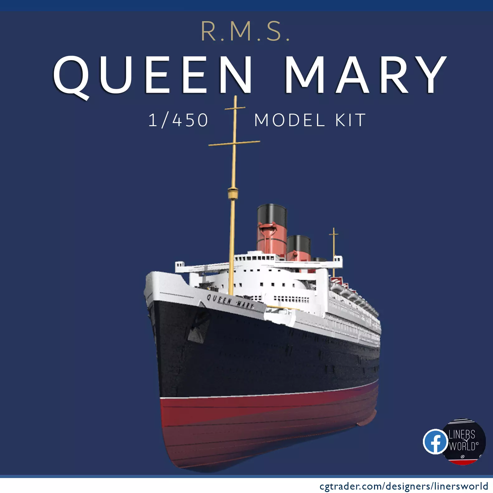 RMS QUEEN MARY ocean liner 1-450 printable model kit 3D print model
