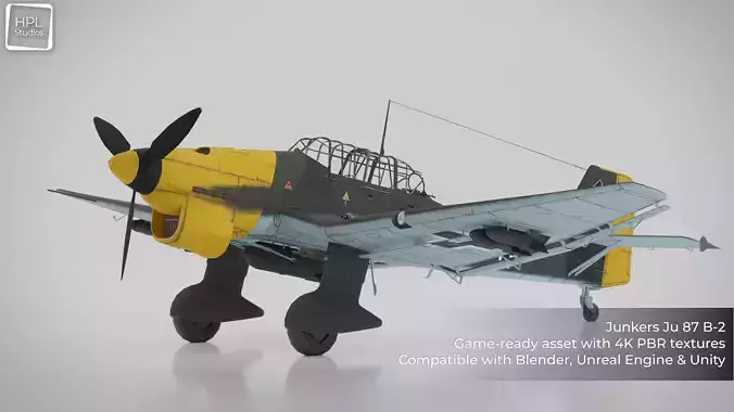Ju87 B2 Stuka 4K PBR Game Asset for Unity Unreal