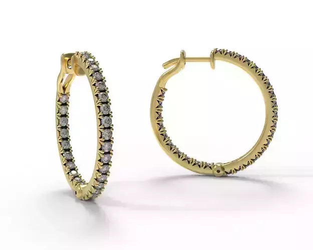 Timeless  Single-row Hoop Earrings D25mm Inside Out Diamond Pave