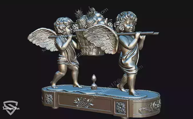 Cupid with fruit basket 3d Print  Sculpture