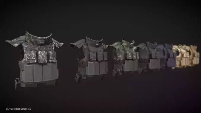 Scifi Military Vest Body Armor Camo Bundle