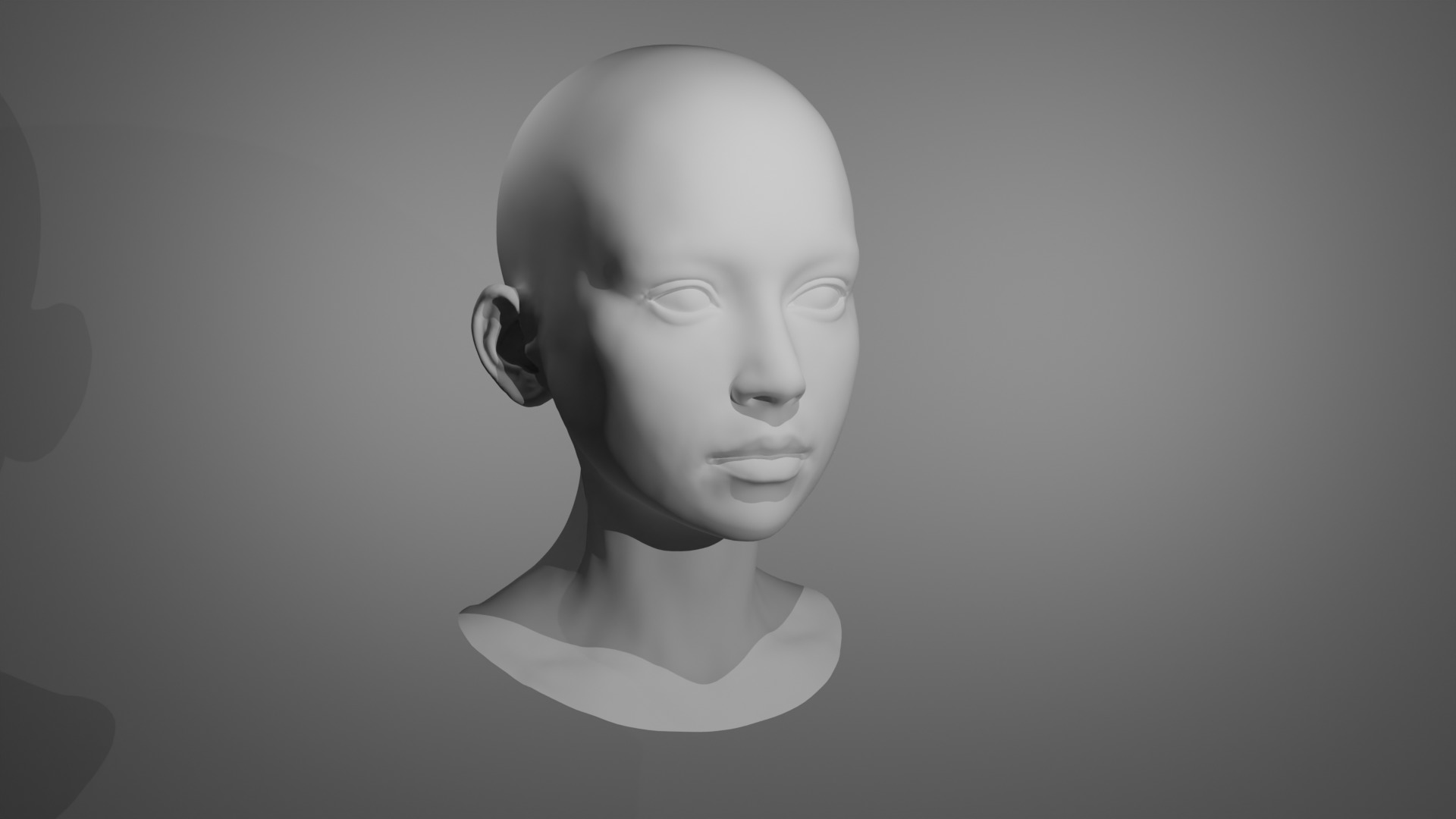 Realistic Female Head Base Mesh with UVs 3D model_1
