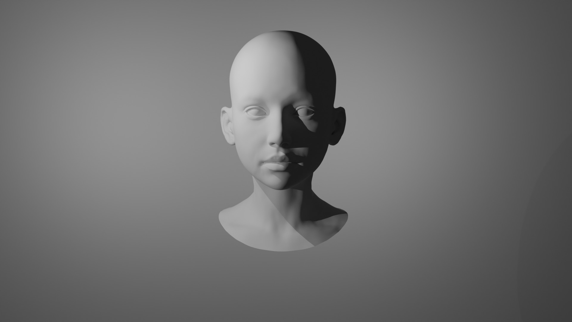 Realistic Female Head Base Mesh with UVs 3D model_3