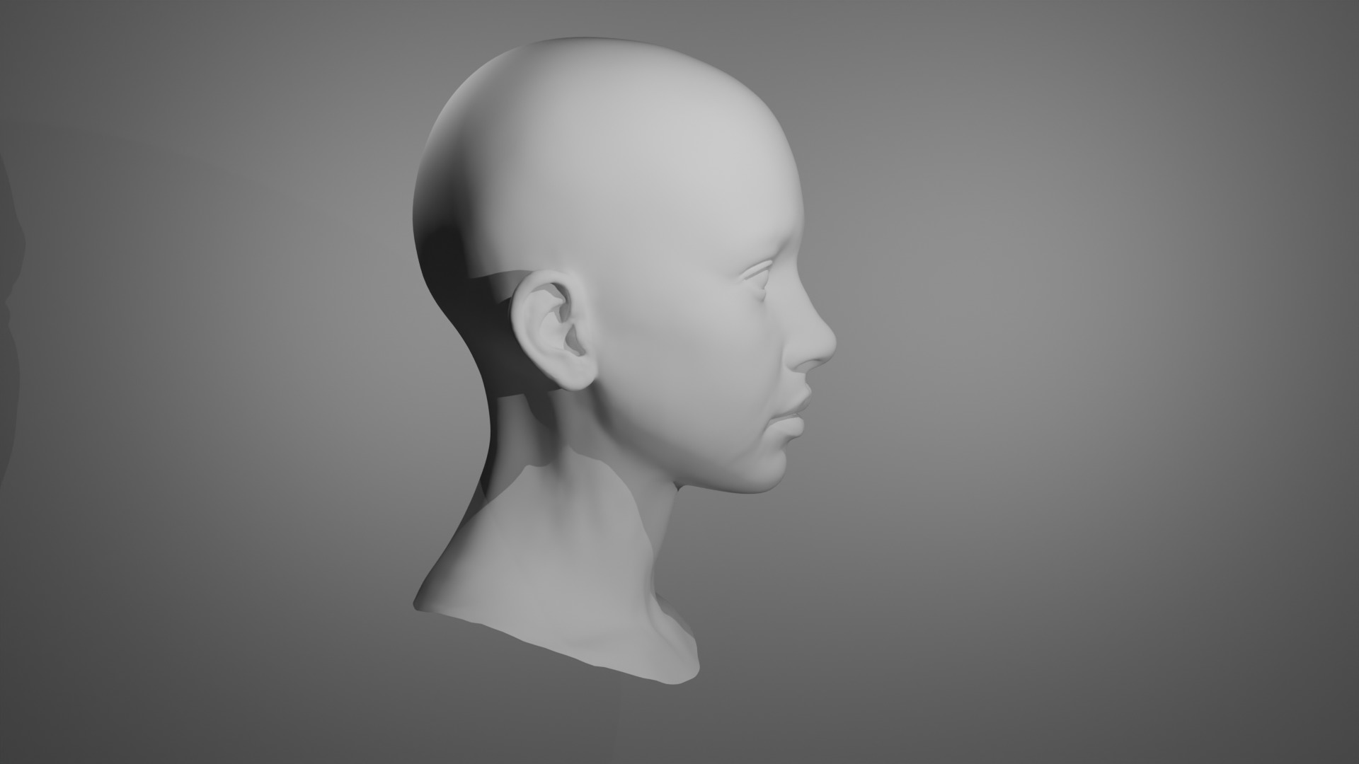 Realistic Female Head Base Mesh with UVs 3D model_2