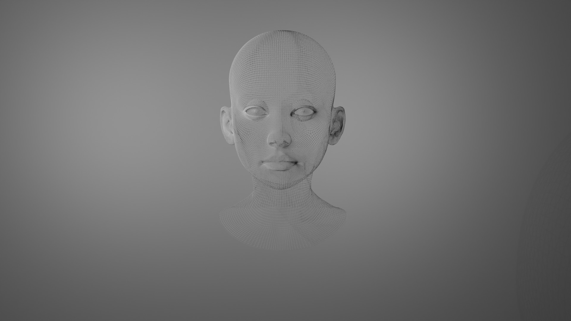 Realistic Female Head Base Mesh with UVs 3D model_4