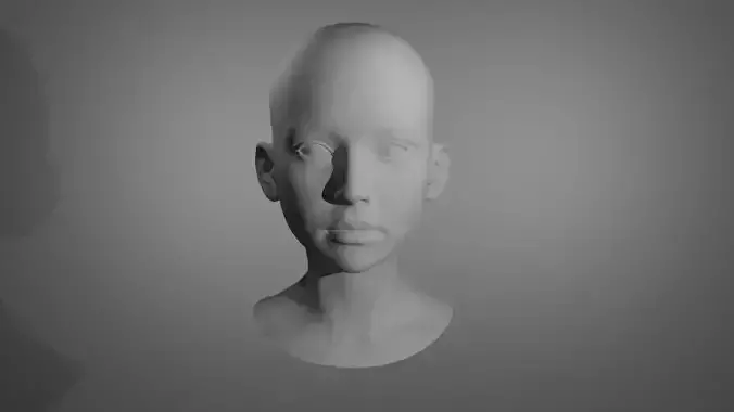 Realistic Female Head Base Mesh with UVs