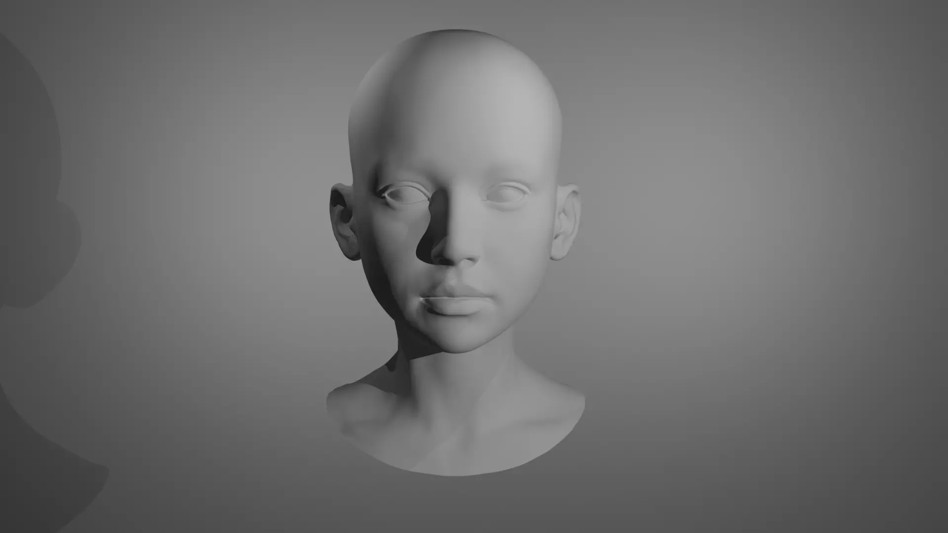 Realistic Female Head Base Mesh with UVs 3D model_0
