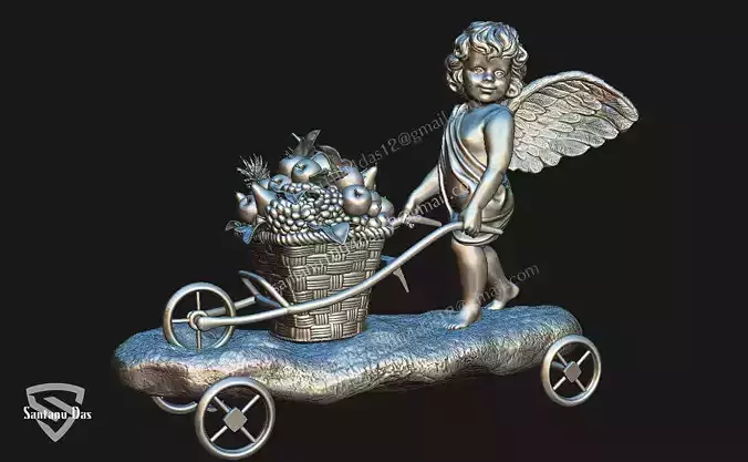 Cupid Fruit Basket Cart 3d Print Model