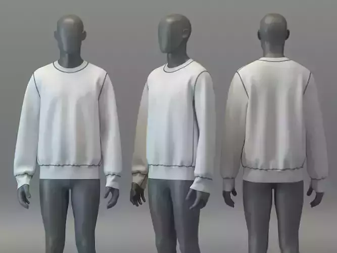 Crewneck Jumper with Topstitch Detail