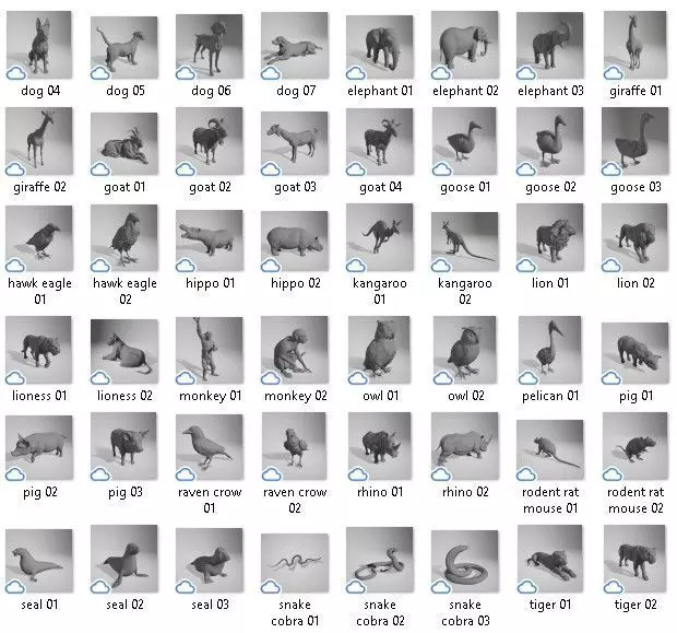 68 Animals figure for 3D Printing 3D print model_0