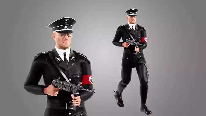 Nazi Rigged Low-poly 3D model