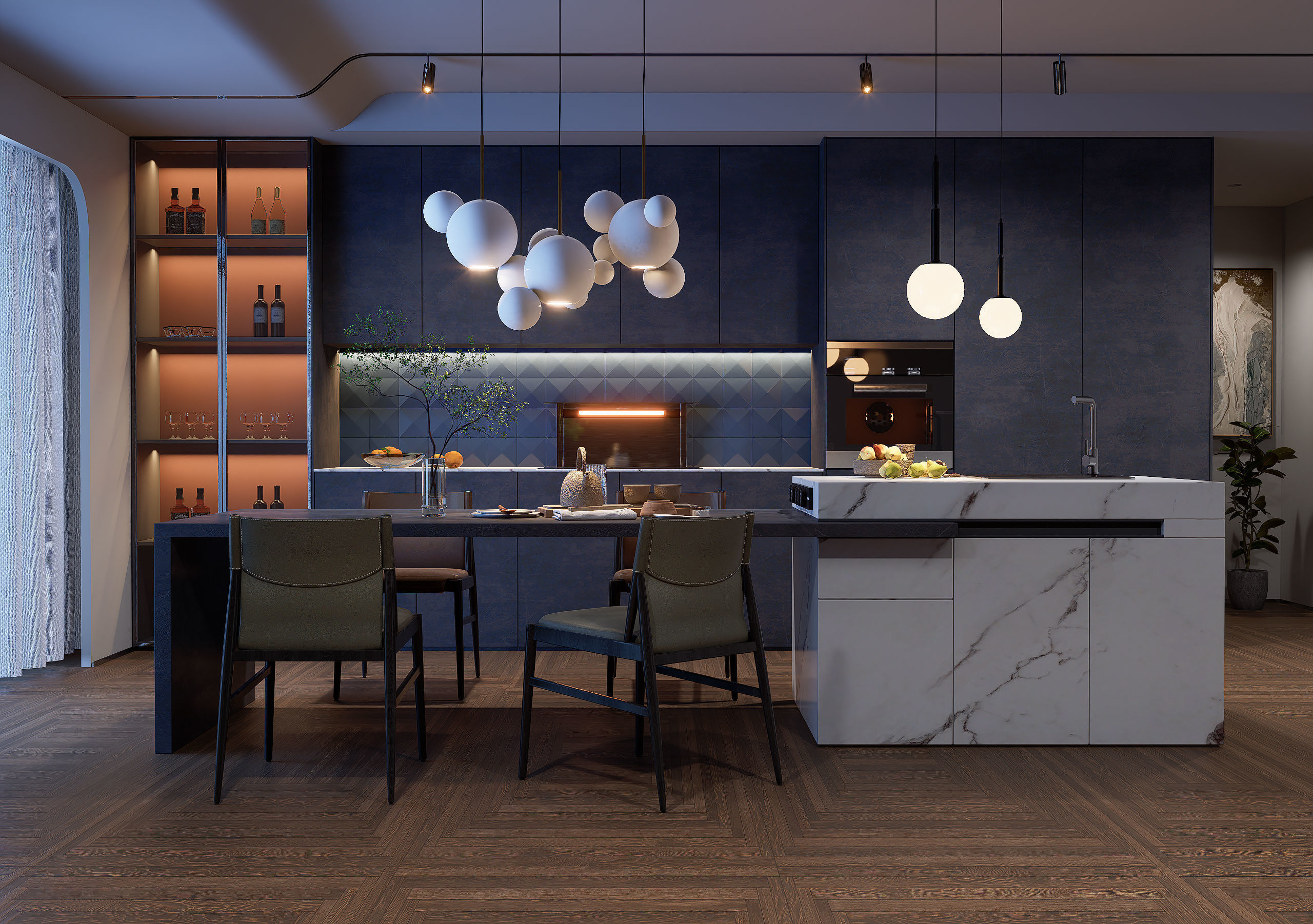 Modern Dining Room D5 Render 3D model_1