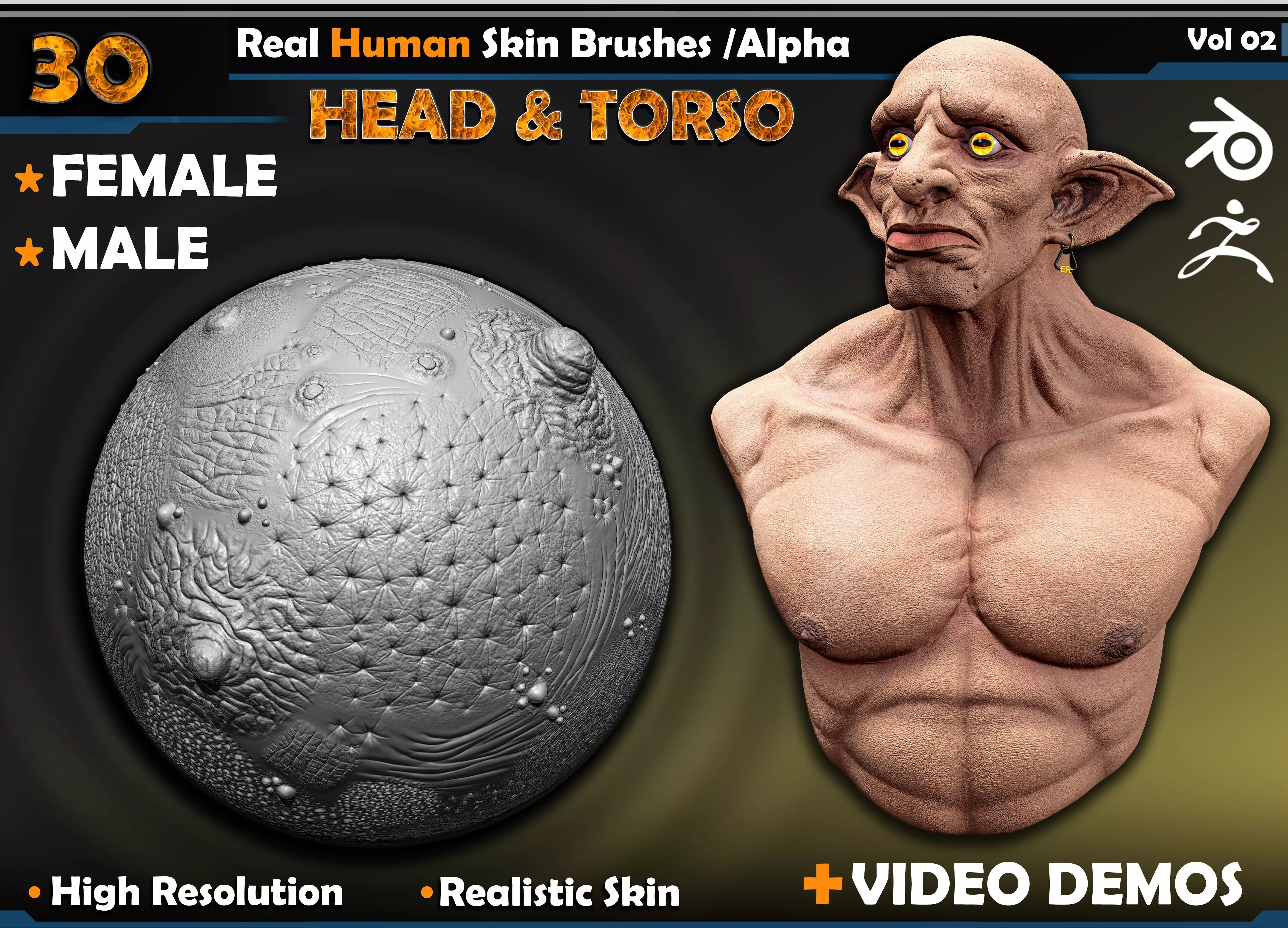 Real Human Skin Brushes-Alpha Vol 02 3D model