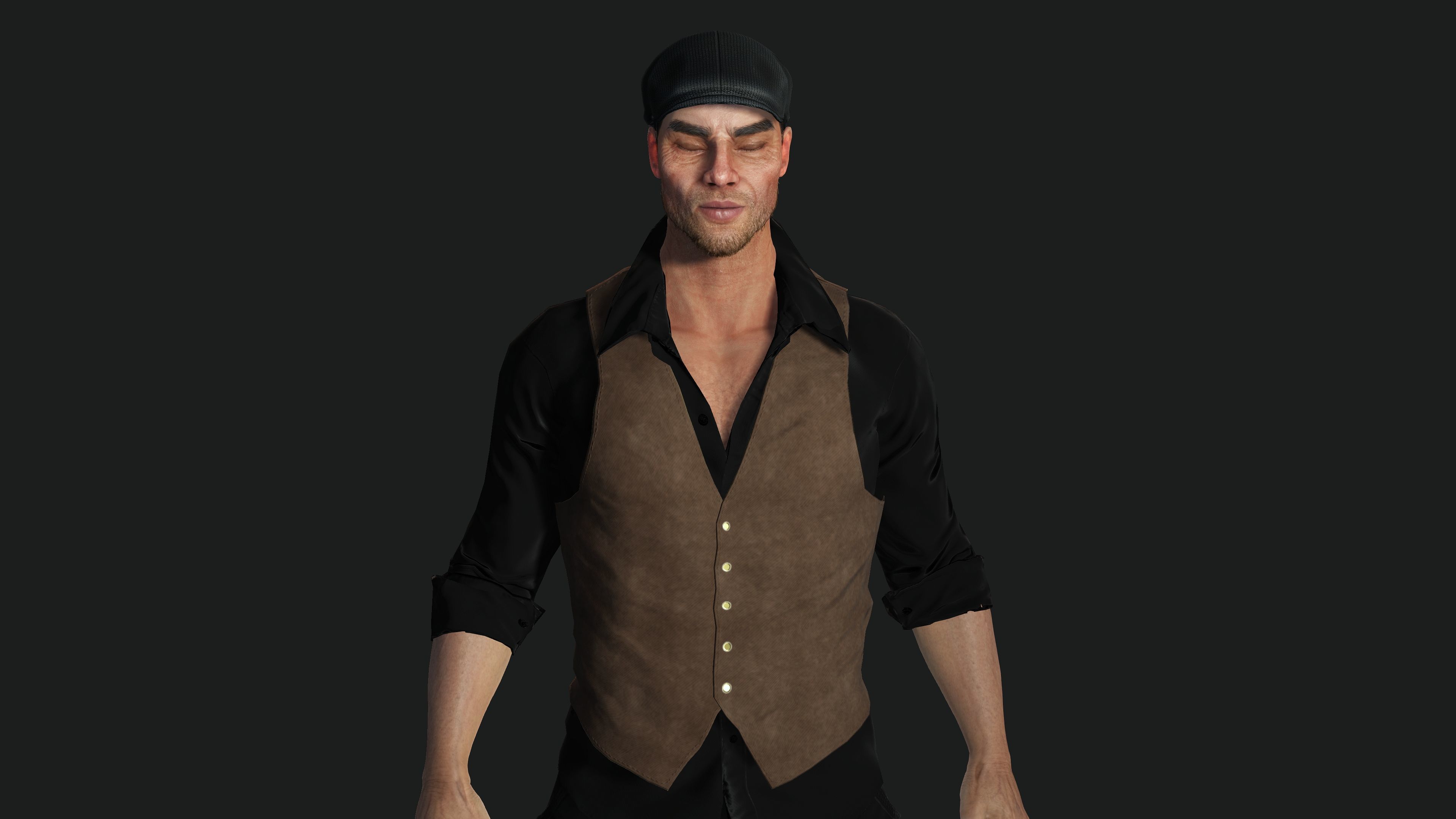 AAA 3D REALISTIC CHARACTER - EUROPEAN BOUNCER 1920 ERA NPC Low-poly 3D model_7