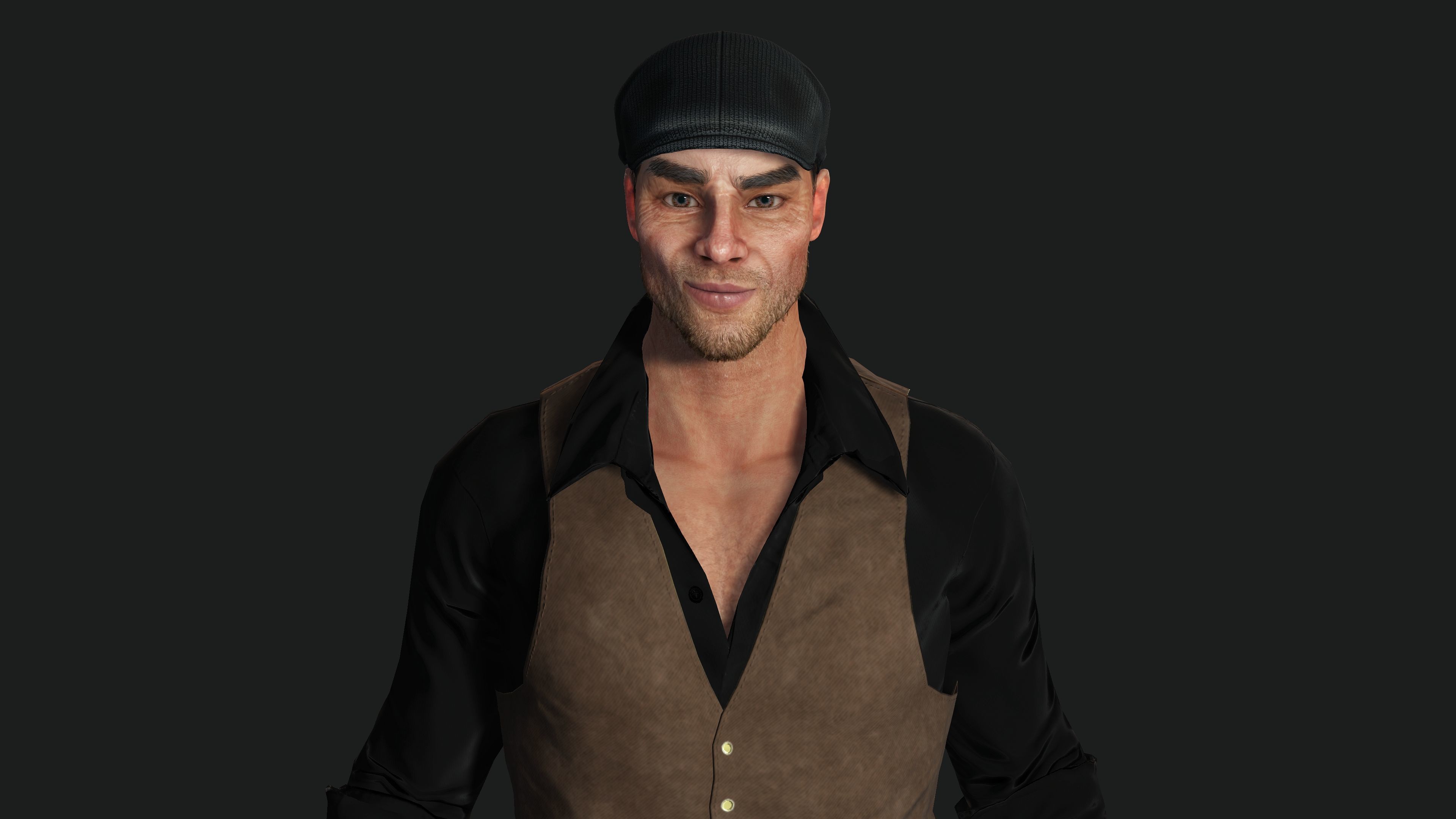 AAA 3D REALISTIC CHARACTER - EUROPEAN BOUNCER 1920 ERA NPC Low-poly 3D model_9