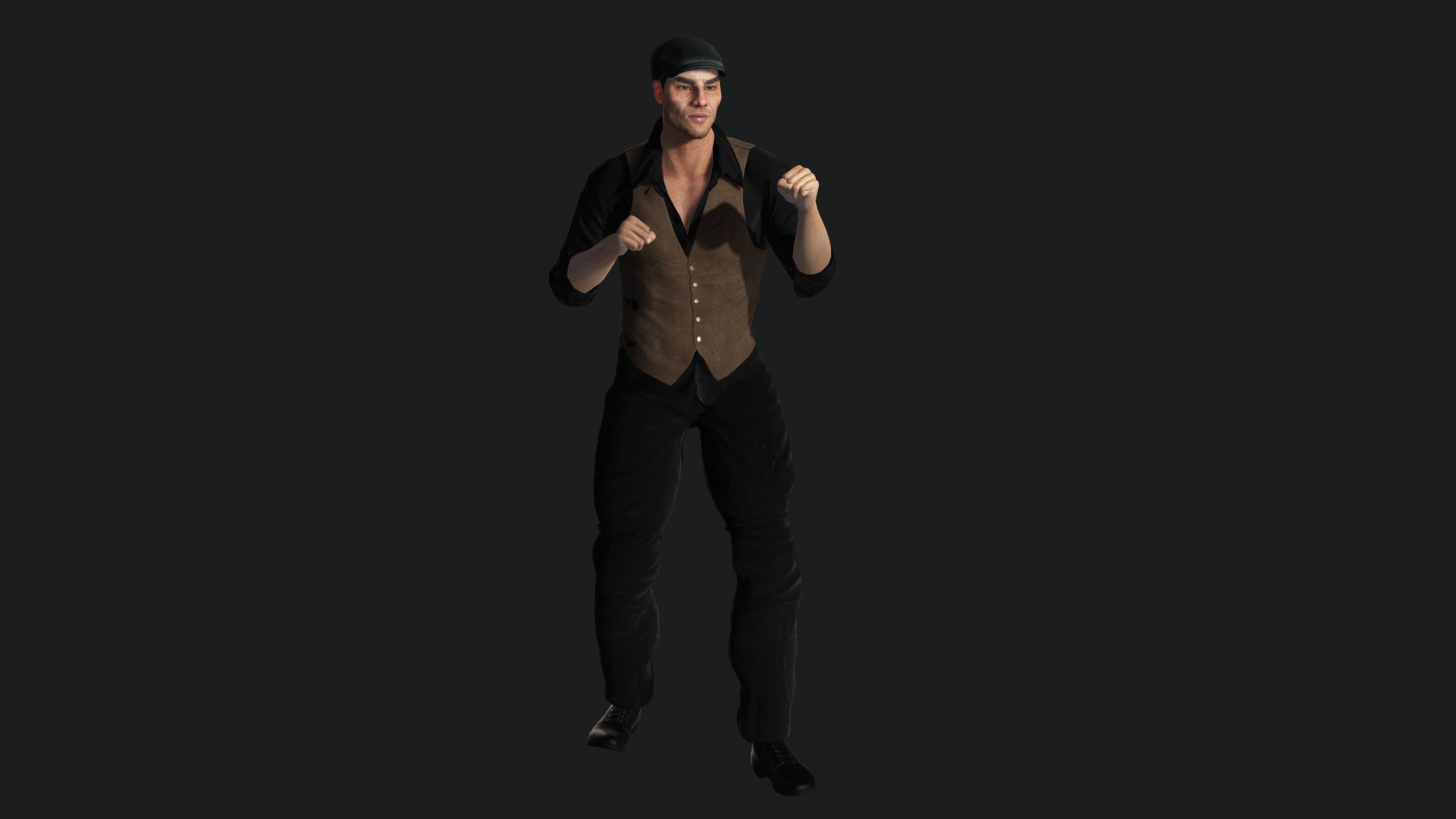 AAA 3D REALISTIC CHARACTER - EUROPEAN BOUNCER 1920 ERA NPC Low-poly 3D model_11