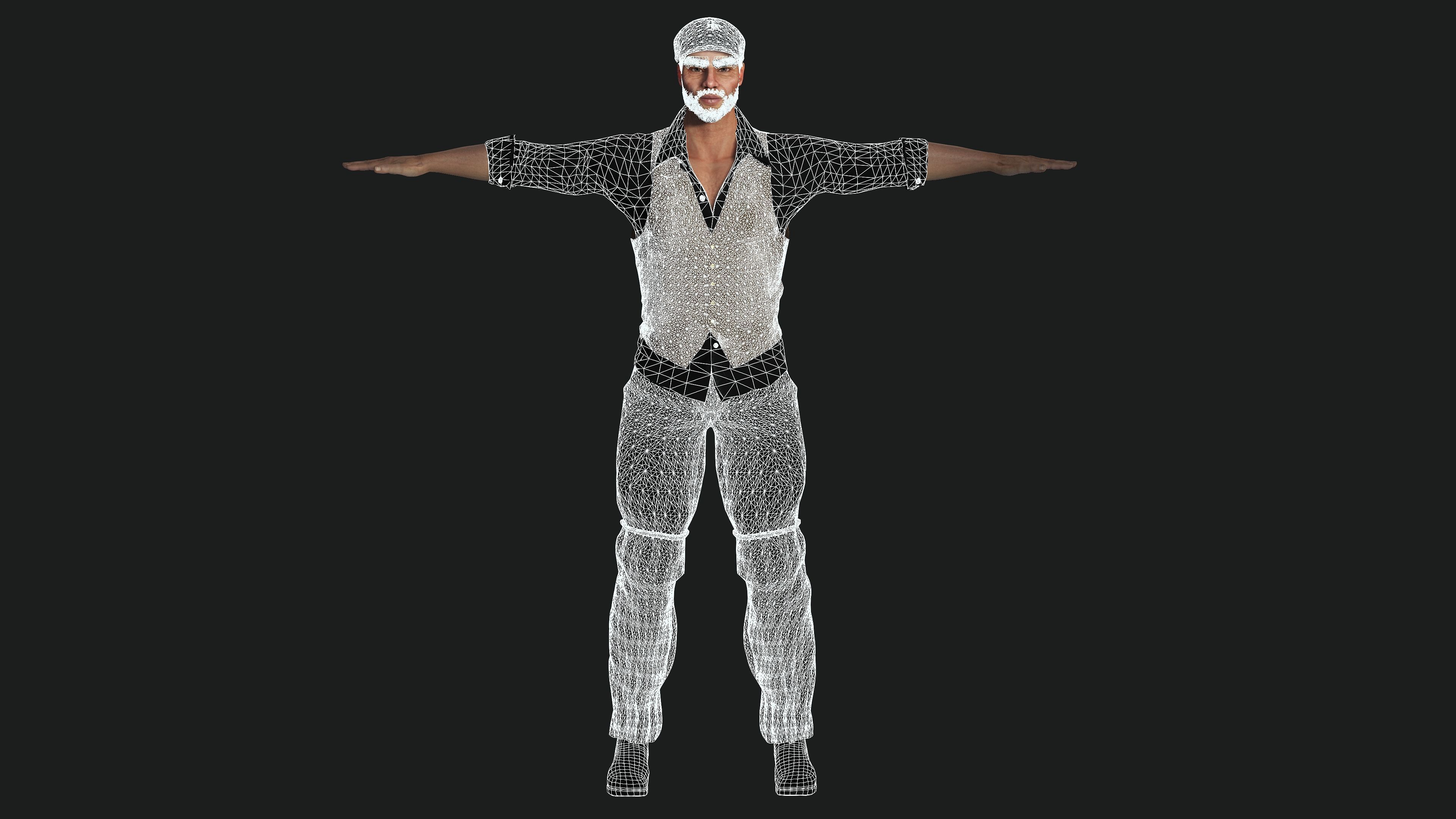 AAA 3D REALISTIC CHARACTER - EUROPEAN BOUNCER 1920 ERA NPC Low-poly 3D model_13