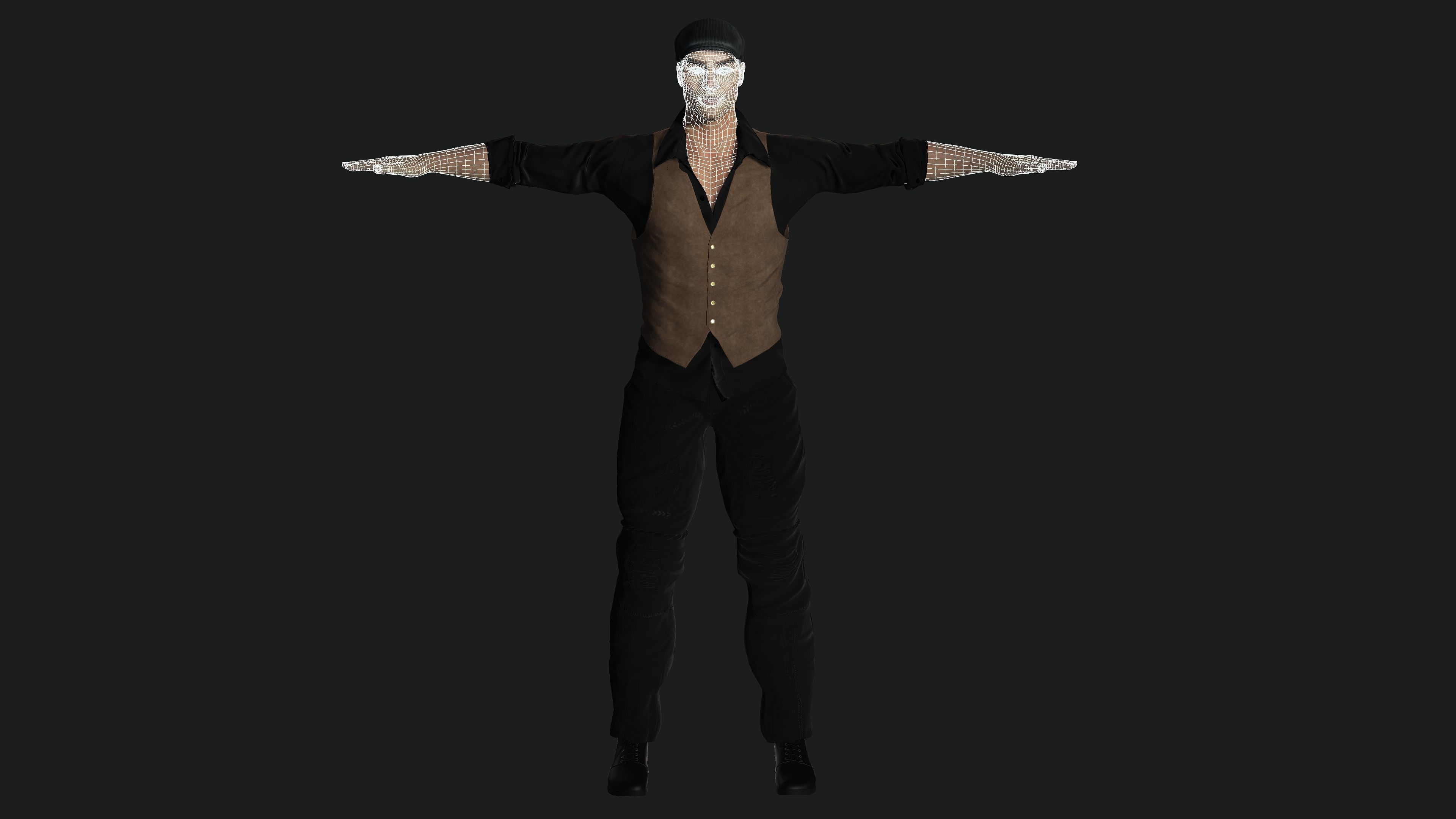 AAA 3D REALISTIC CHARACTER - EUROPEAN BOUNCER 1920 ERA NPC Low-poly 3D model_14