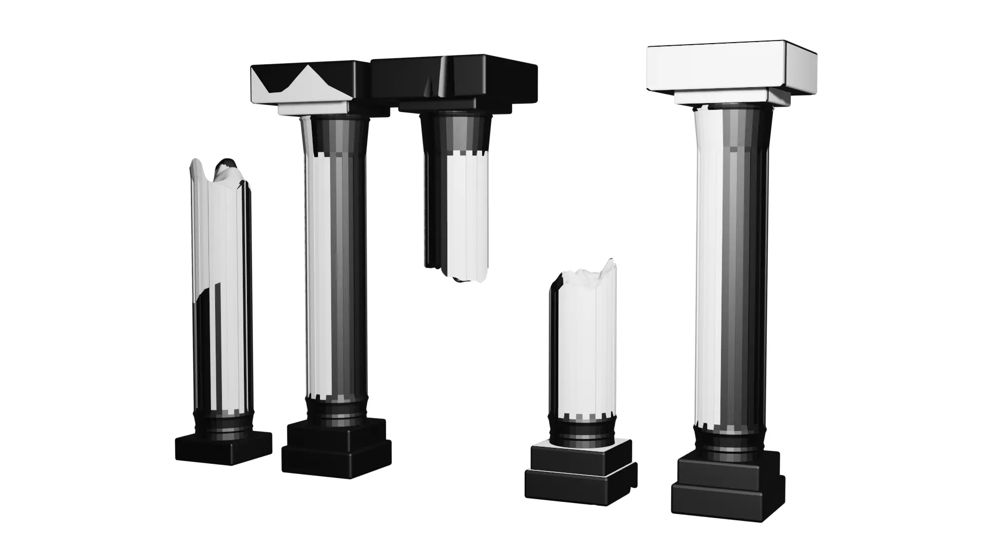 Broken Castle Parts 3D Model Low-poly 3D model