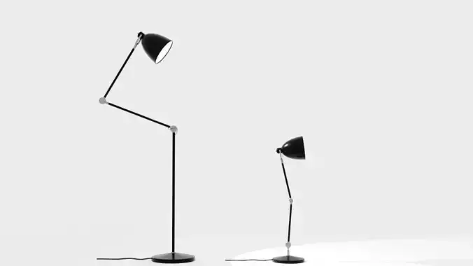 Table and Floor Lamp 3D Model Low-poly 3D model