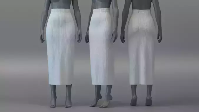 Ribbed Midi Pencil Skirt