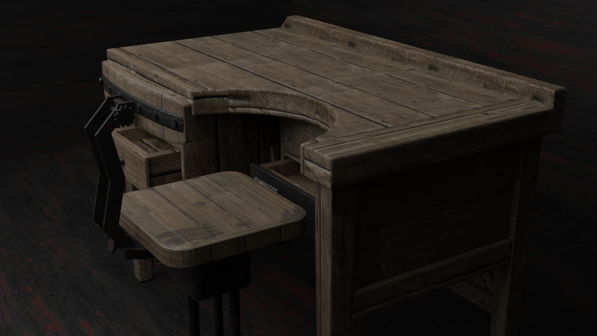 Workshop table Free 3D model_4