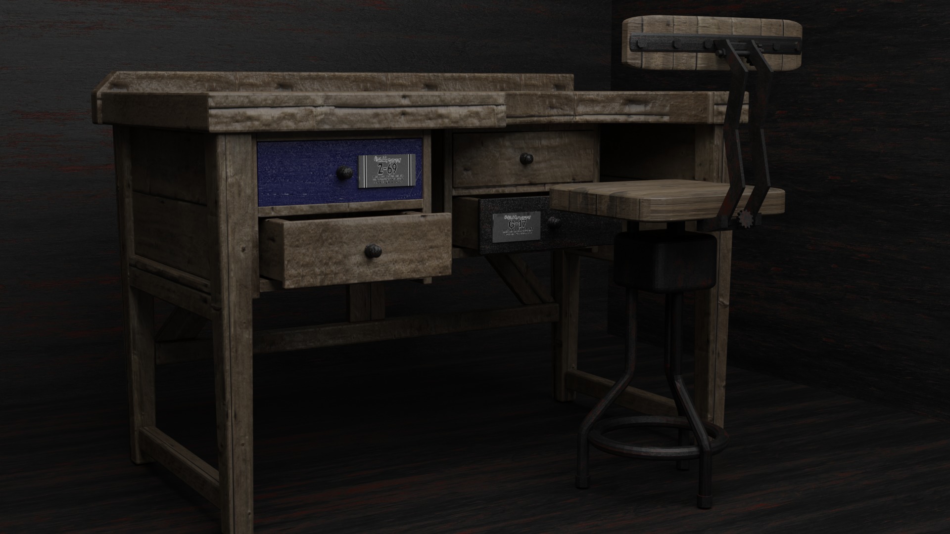 Workshop table Free 3D model_1