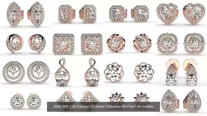 2024 B09 1-50 Earings 3D Model Collection-50 Files