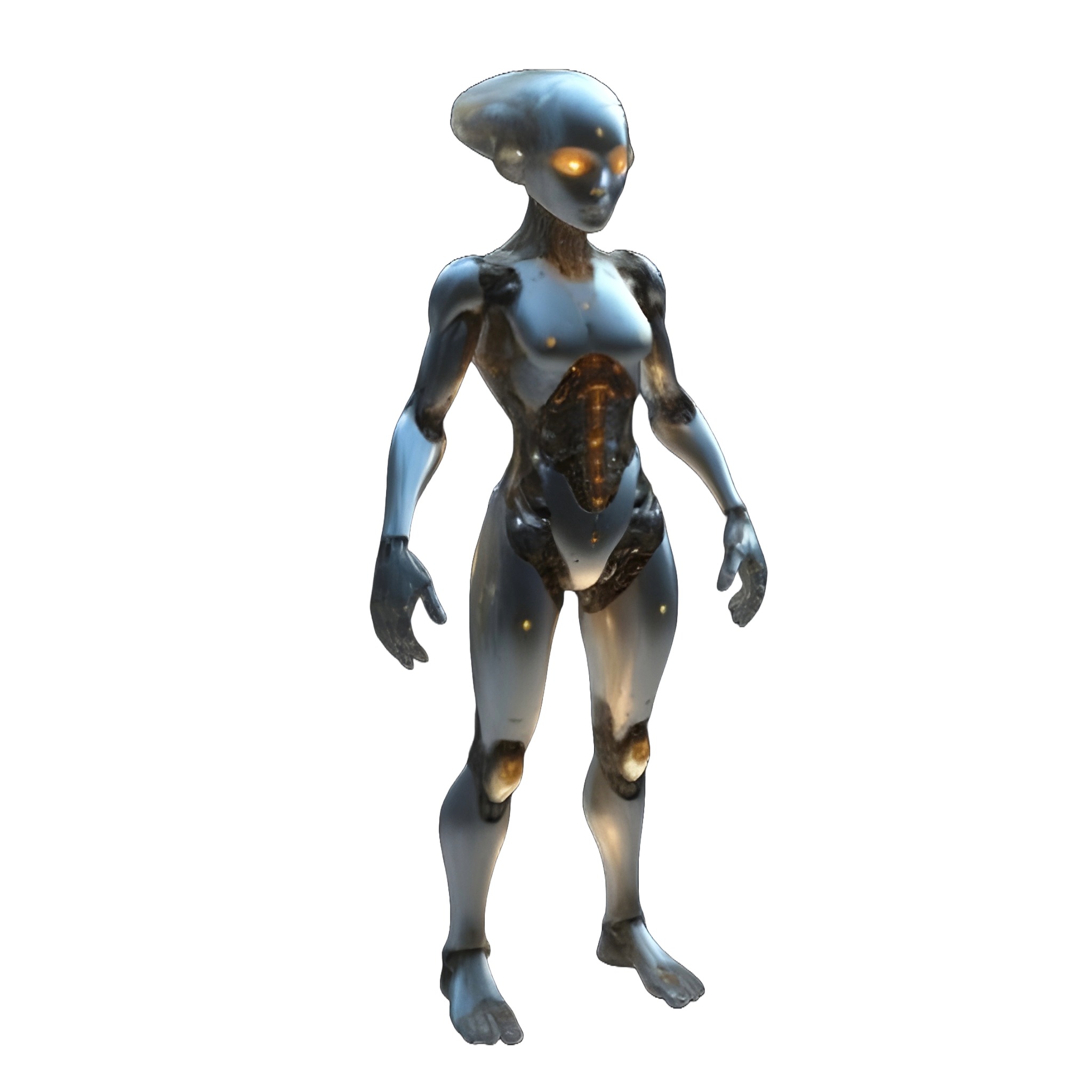 Futuristic Female Android Figurines Collection 3D print model_2