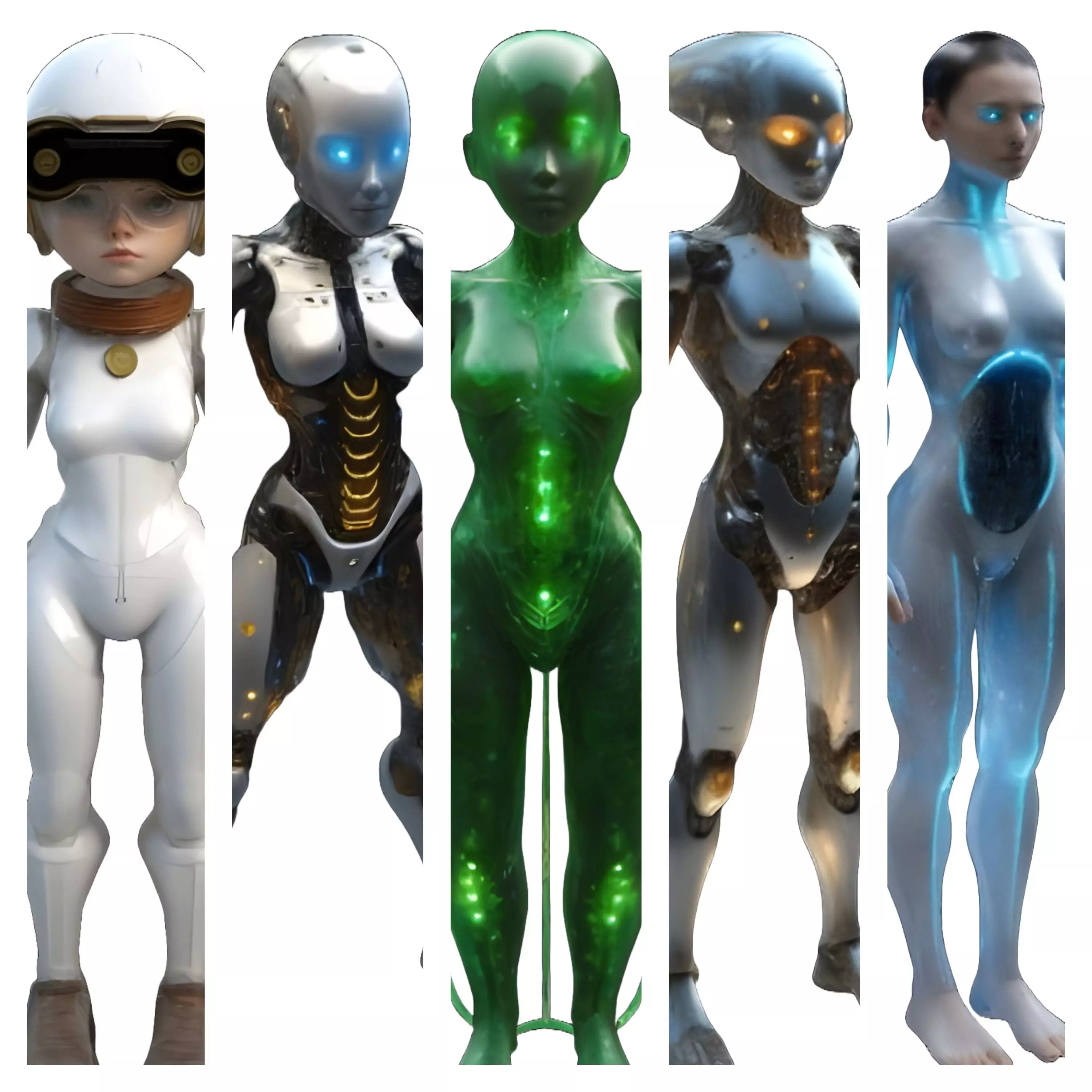 Futuristic Female Android Figurines Collection 3D print model_0