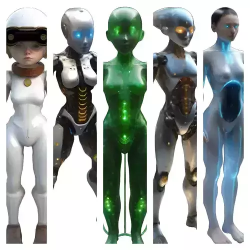 Futuristic Female Android Figurines Collection 3D print model