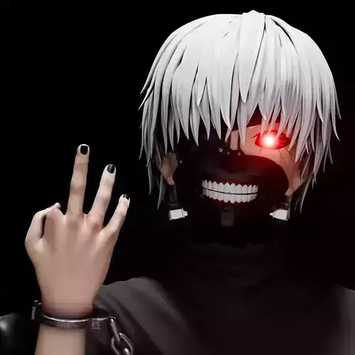 kaneki ken tokyo ghoul rigged 4 poses 3D model
