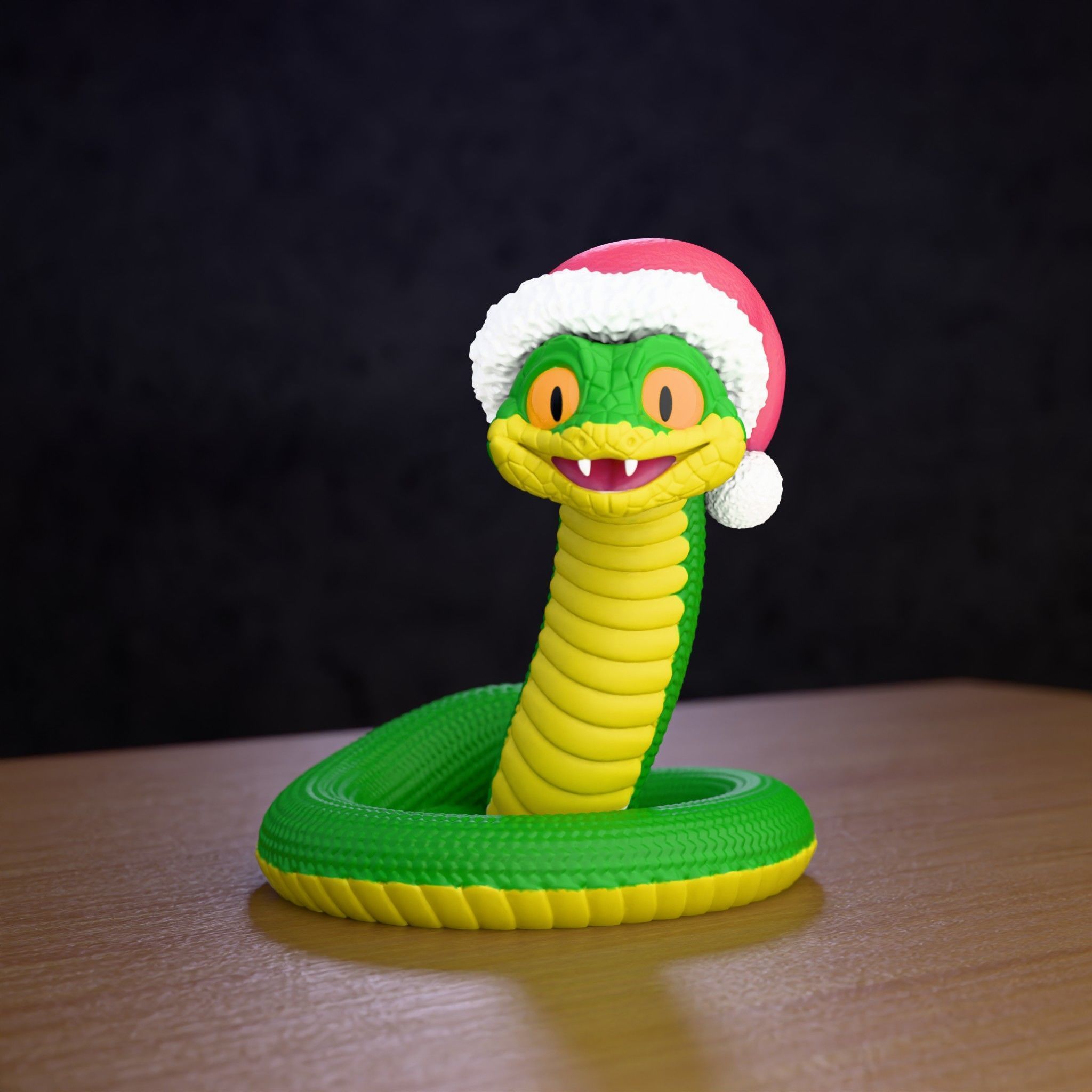  A snake in a New Years hat 3D print model_2