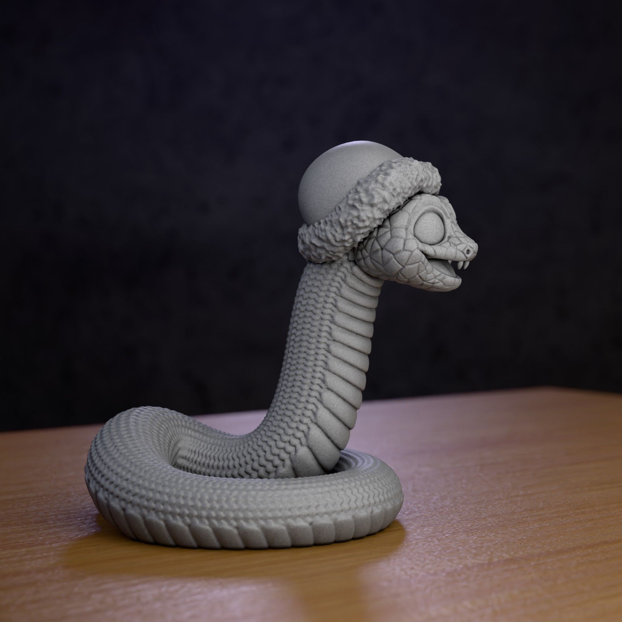  A snake in a New Years hat 3D print model_1