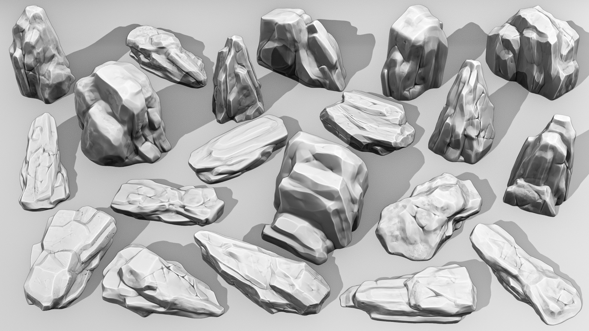 20 Unique 3D Printable Stones Perfect for Dioramas and Games 3D print model_1
