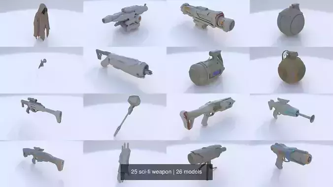 25 sci-fi weapon 3D Model Collection